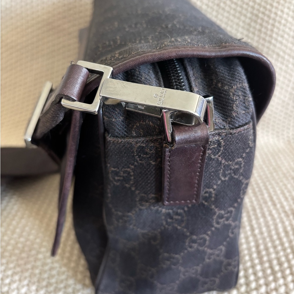 Gucci Dark Brown Canvas & Leather Messenger Bag - Picture 13 of 14